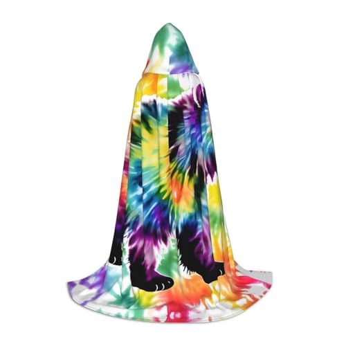 ZHAOLQ Bärentanzender Batikdruck, Unisex, Kapuzenumhang, Robe, Halloween, Cosplay, Weihnachten, Karneval, tragbares Kostüm von ZHAOLQ