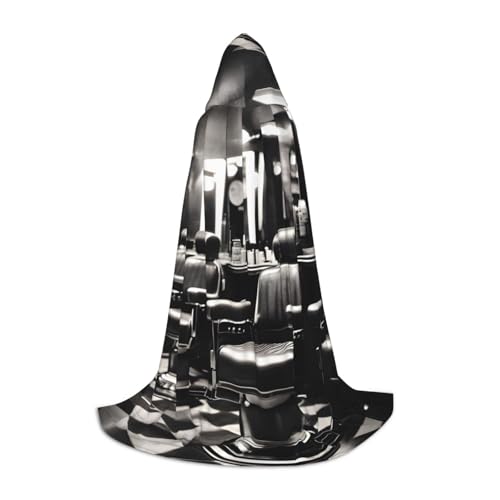 ZHAOLQ Barber Shop Monochromer Stil, Unisex, Kapuzenumhang, Robe, Halloween, Cosplay, Weihnachten, Karneval, tragbares Kostüm von ZHAOLQ