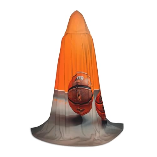 ZHAOLQ Basketball-Orangen-Aufdruck, Unisex, Kapuzenumhang, Robe, Halloween, Cosplay, Weihnachten, Karneval, tragbares Kostüm von ZHAOLQ