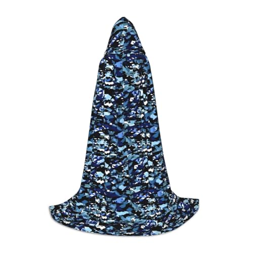ZHAOLQ Blauer Camouflage-Druck, Unisex, Kapuzenumhang, Robe, Halloween, Cosplay, Weihnachten, Karneval, tragbares Kostüm von ZHAOLQ