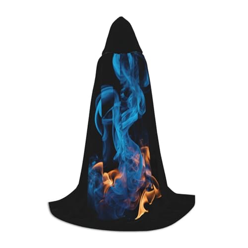 ZHAOLQ Blauer Flammenaufdruck, Unisex, Kapuzenumhang, Robe, Halloween, Cosplay, Weihnachten, Karneval, tragbares Kostüm von ZHAOLQ