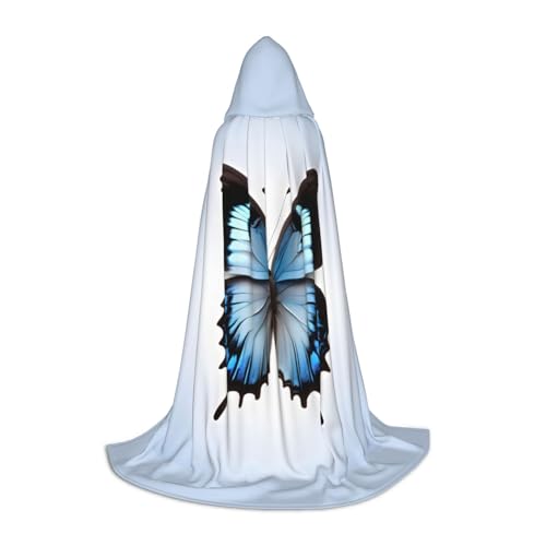ZHAOLQ Blauer Schmetterlingsaufdruck, Unisex, Kapuzenumhang, Robe, Halloween, Cosplay, Weihnachten, Karneval, tragbares Kostüm ZHAOLQ Blauer Schmetterlingsaufdruck, Unisex, Kapuzenumhang, Robe, Halloween, Cosplay, Weihnachten, Karneval, tragbares Kostüm von ZHAOLQ