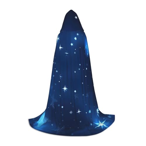 ZHAOLQ Blauer glänzender Sternenmuster-Druck, Unisex, Kapuzenumhang, Robe, Halloween, Cosplay, Weihnachten, Karneval, tragbares Kostüm ZHAOLQ Blauer glänzender Sternenmuster-Druck, Unisex, Kapuzenumhang, Robe, Halloween, Cosplay, Weihnachten, Karneval, tragbares Kostüm von ZHAOLQ
