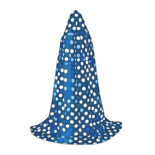 ZHAOLQ Blaues gepunktetes Muster, Unisex, Kapuzenumhang, Robe, Halloween, Cosplay, Weihnachten, Karneval, tragbares Kostüm von ZHAOLQ