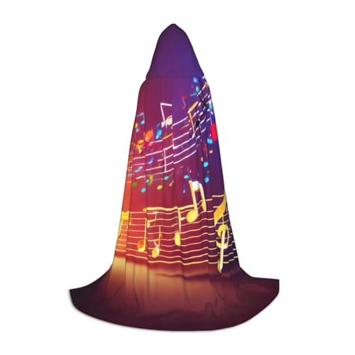 ZHAOLQ Buntes Musiknoten-Druck, Unisex, Kapuzenumhang, Robe, Halloween, Cosplay, Weihnachten, Karneval, tragbares Kostüm von ZHAOLQ