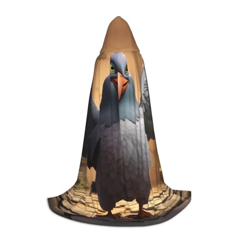 ZHAOLQ Cartoon Pigeon 1 Print Unisex Kapuzenumhang Robe Halloween Cosplay Weihnachten Karneval Tragbares Kostüm von ZHAOLQ