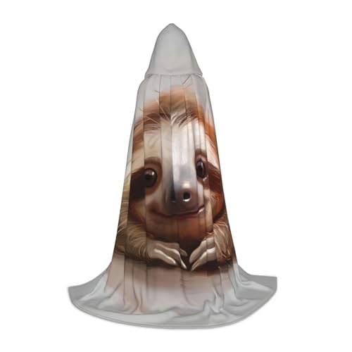 ZHAOLQ Entzückender Faultier-Druck, Unisex, Kapuzenumhang, Robe, Halloween, Cosplay, Weihnachten, Karneval, tragbares Kostüm von ZHAOLQ