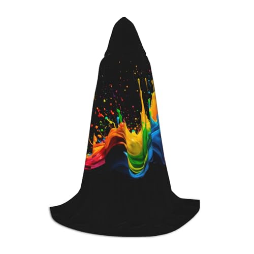 ZHAOLQ Farbspritzer Hintergrund Druck Unisex Kapuzenumhang Robe Halloween Cosplay Weihnachten Karneval Tragbares Kostüm von ZHAOLQ