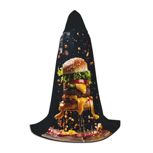 ZHAOLQ Fast-Food-Druck, Unisex, Kapuzenumhang, Robe, Halloween, Cosplay, Weihnachten, Karneval, tragbares Kostüm von ZHAOLQ