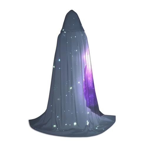 ZHAOLQ Galaxy Starry Space Purple Starry Print Unisex Hooded Cloak Robe Halloween Cosplay Christmas Carnival Wearable Costume von ZHAOLQ