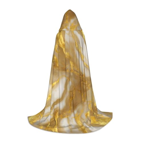 ZHAOLQ Goldfarbener Marmor-Druck, Unisex, Kapuzenumhang, Robe, Halloween, Cosplay, Weihnachten, Karneval, tragbares Kostüm von ZHAOLQ