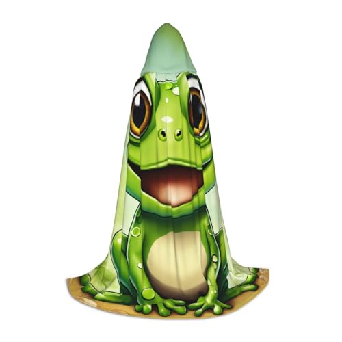 ZHAOLQ Grüner Frosch-Druck, Unisex, Kapuzenumhang, Robe, Halloween, Cosplay, Weihnachten, Karneval, tragbares Kostüm von ZHAOLQ