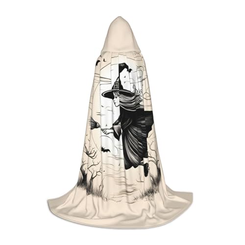 ZHAOLQ Halloween Hexe fliegender Druck Unisex Kapuzenumhang Robe Halloween Cosplay Weihnachten Karneval Tragbares Kostüm von ZHAOLQ