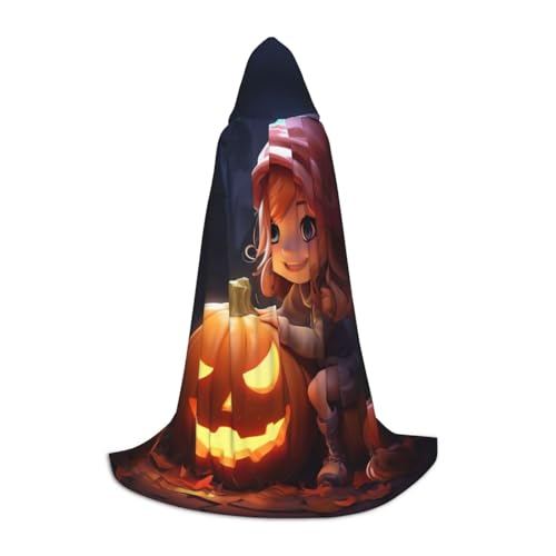 ZHAOLQ Halloween-Kostüm, niedlicher Kürbis-Druck, Unisex, Kapuzenumhang, Halloween, Cosplay, Weihnachten, Karneval, tragbares Kostüm von ZHAOLQ