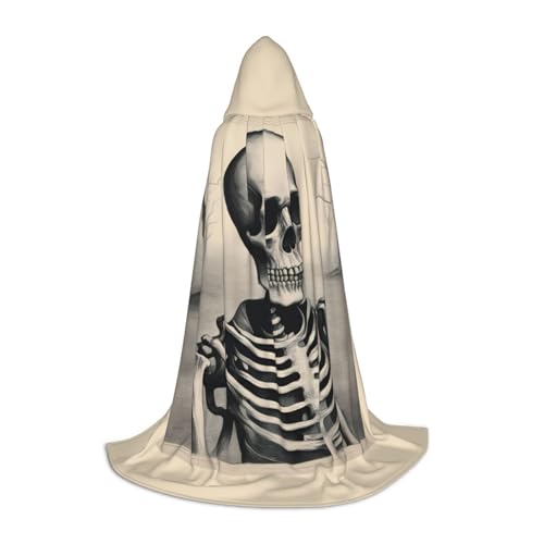 ZHAOLQ Interessanter Skelett-Druck, Unisex, Kapuzenumhang, Robe, Halloween, Cosplay, Weihnachten, Karneval, tragbares Kostüm ZHAOLQ Interessanter Skelett-Druck, Unisex, Kapuzenumhang, Robe, Halloween, Cosplay, Weihnachten, Karneval, tragbares Kostüm von ZHAOLQ