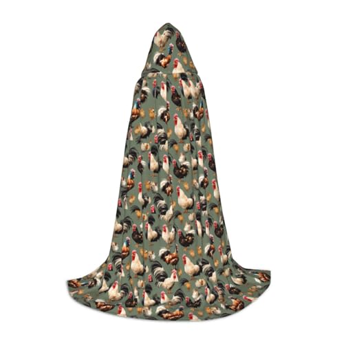 ZHAOLQ Kapuzenumhang mit Huhn und Hahn, Unisex, für Halloween, Cosplay, Weihnachten, Karneval, tragbares Kostüm von ZHAOLQ