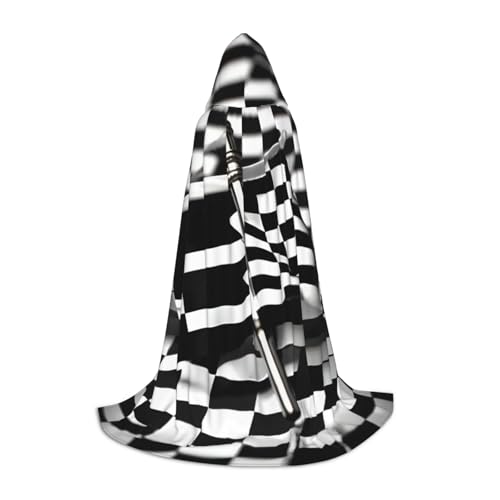 ZHAOLQ Karierte Flaggen, Rennflaggen, Druck, Unisex, Kapuzenumhang, Robe, Halloween, Cosplay, Weihnachten, Karneval, tragbares Kostüm von ZHAOLQ