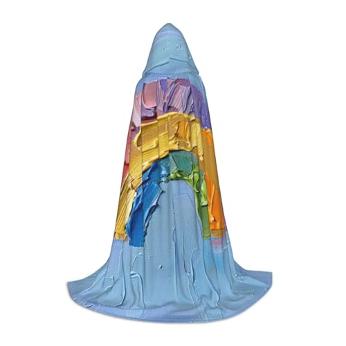 ZHAOLQ Kleiner Regenbogen-Druck, Unisex, Kapuzenumhang, Robe, Halloween, Cosplay, Weihnachten, Karneval, tragbares Kostüm von ZHAOLQ