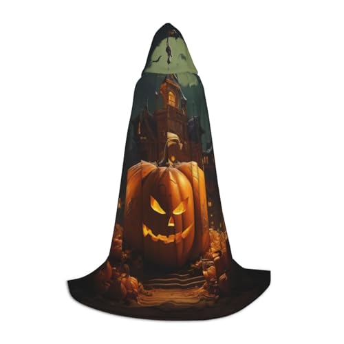 ZHAOLQ Kürbis Halloween Print Unisex Kapuzenumhang Robe Halloween Cosplay Weihnachten Karneval Tragbares Kostüm von ZHAOLQ