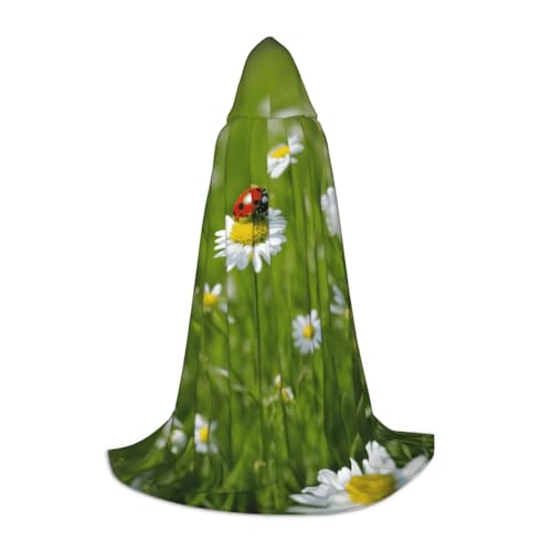 ZHAOLQ Ladybug Gänseblümchen-Druck, Unisex, Kapuzenumhang, Robe, Halloween, Cosplay, Weihnachten, Karneval, tragbares Kostüm von ZHAOLQ