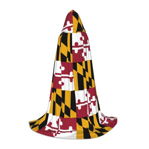 ZHAOLQ Maryland State Flag Print Unisex Hooded Cloak Robe Halloween Cosplay Christmas Carnival Wearable Costume von ZHAOLQ