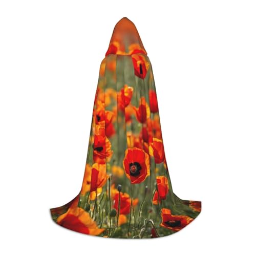 ZHAOLQ Mohnblumen-Druck, Unisex, Kapuzenumhang, Robe, Halloween, Cosplay, Weihnachten, Karneval, tragbares Kostüm von ZHAOLQ