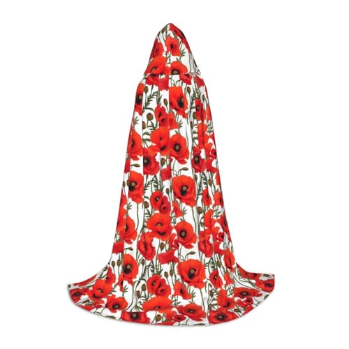 ZHAOLQ Mohnblumen-Druck, Unisex, Kapuzenumhang, Robe, Halloween, Cosplay, Weihnachten, Karneval, tragbares Kostüm von ZHAOLQ