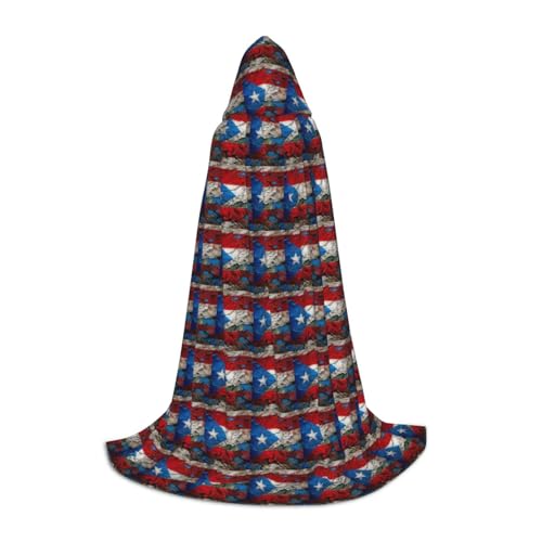 ZHAOLQ Puerto Rico Tapeten-Flaggen-Druck, Unisex, Kapuzenumhang, Robe, Halloween, Cosplay, Weihnachten, Karneval, tragbares Kostüm von ZHAOLQ