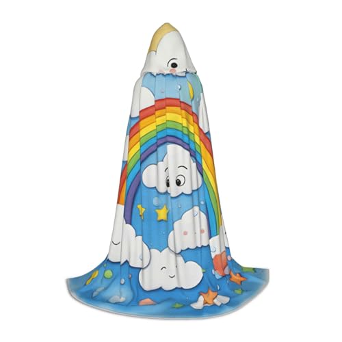 ZHAOLQ Regenbogen, Wolken, Regentropfen-Druck, Unisex, Kapuzenumhang, Robe, Halloween, Cosplay, Weihnachten, Karneval, tragbares Kostüm ZHAOLQ Regenbogen, Wolken, Regentropfen-Druck, Unisex, Kapuzenumhang, Robe, Halloween, Cosplay, Weihnachten, Karneval, tragbares Kostüm von ZHAOLQ