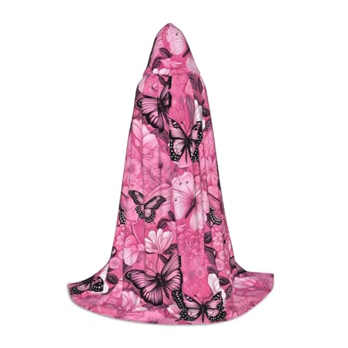 ZHAOLQ Rosa Schmetterling nahtloser Fliesendruck Unisex Kapuzenumhang Robe Halloween Cosplay Weihnachten Karneval tragbares Kostüm ZHAOLQ Rosa Schmetterling nahtloser Fliesendruck Unisex Kapuzenumhang Robe Halloween Cosplay Weihnachten Karneval tragbares Kostüm von ZHAOLQ