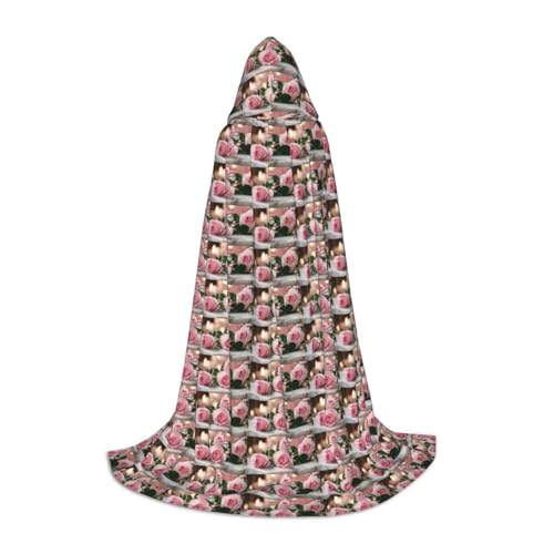 ZHAOLQ Rosafarbener Rosen-Druck, Unisex, Kapuzenumhang, Robe, Halloween, Cosplay, Weihnachten, Karneval, tragbares Kostüm ZHAOLQ Rosafarbener Rosen-Druck, Unisex, Kapuzenumhang, Robe, Halloween, Cosplay, Weihnachten, Karneval, tragbares Kostüm von ZHAOLQ