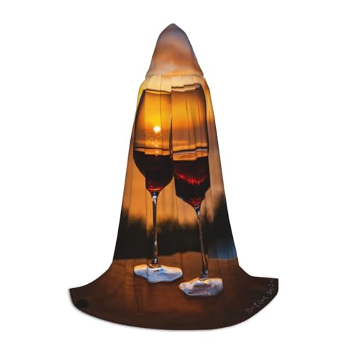 ZHAOLQ Rotwein-Druck, Unisex, Kapuzenumhang, Robe, Halloween, Cosplay, Weihnachten, Karneval, tragbares Kostüm von ZHAOLQ