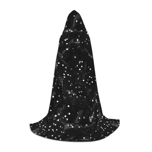 ZHAOLQ Schwarz-weißer Glitzer-Druck, Unisex, Kapuzenumhang, Robe, Halloween, Cosplay, Weihnachten, Karneval, tragbares Kostüm von ZHAOLQ