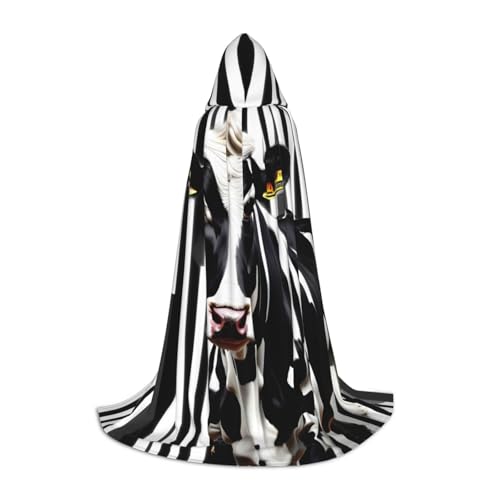 ZHAOLQ Schwarz-weißer Milchkuh-Aufdruck, Unisex, Kapuzenumhang, Robe, Halloween, Cosplay, Weihnachten, Karneval, tragbares Kostüm ZHAOLQ Schwarz-weißer Milchkuh-Aufdruck, Unisex, Kapuzenumhang, Robe, Halloween, Cosplay, Weihnachten, Karneval, tragbares Kostüm von ZHAOLQ