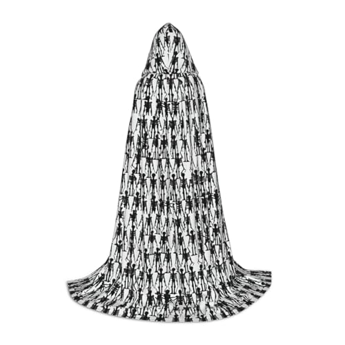 ZHAOLQ Schwarzer Blumen-Totenkopf-Druck, Unisex, Kapuzenumhang, Robe, Halloween, Cosplay, Weihnachten, Karneval, tragbares Kostüm von ZHAOLQ