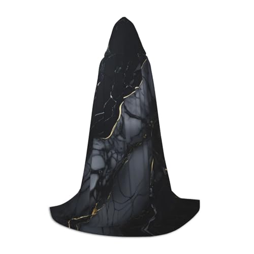 ZHAOLQ Schwarzer Marmor-Druck, Unisex, Kapuzenumhang, Robe, Halloween, Cosplay, Weihnachten, Karneval, tragbares Kostüm von ZHAOLQ