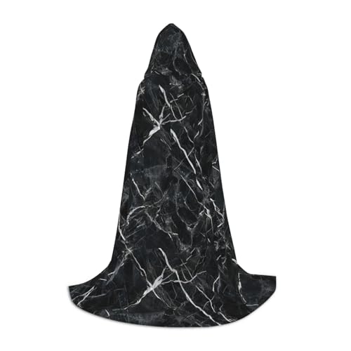 ZHAOLQ Schwarzer Marmor-Druck, Unisex, Kapuzenumhang, Robe, Halloween, Cosplay, Weihnachten, Karneval, tragbares Kostüm von ZHAOLQ