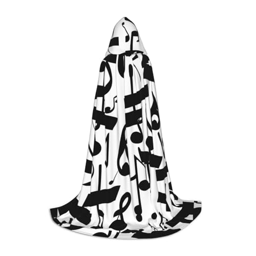 ZHAOLQ Schwarzer Unisex-Kapuzenumhang mit Musiknoten-Druck, für Halloween, Cosplay, Weihnachten, Karneval, tragbares Kostüm ZHAOLQ Schwarzer Unisex-Kapuzenumhang mit Musiknoten-Druck, für Halloween, Cosplay, Weihnachten, Karneval, tragbares Kostüm von ZHAOLQ