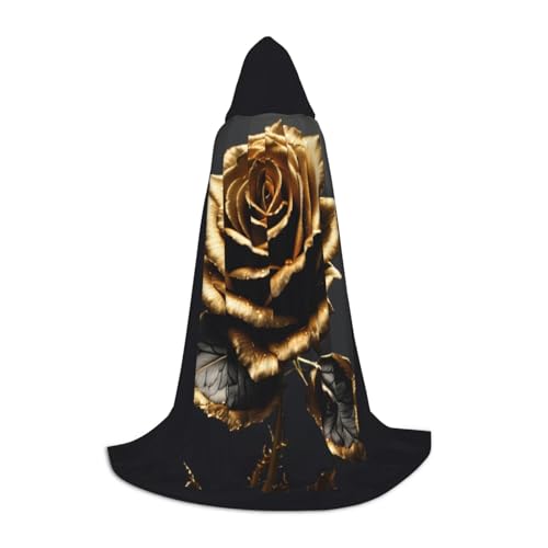 ZHAOLQ Schwarzer und goldener Blumendruck, Unisex, Kapuzenumhang, Robe, Halloween, Cosplay, Weihnachten, Karneval, tragbares Kostüm ZHAOLQ Schwarzer und goldener Blumendruck, Unisex, Kapuzenumhang, Robe, Halloween, Cosplay, Weihnachten, Karneval, tragbares Kostüm von ZHAOLQ
