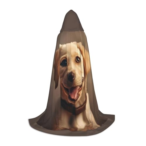 ZHAOLQ Süßer Labrador-Hunde-Aufdruck, Unisex, Kapuzenumhang, Robe, Halloween, Cosplay, Weihnachten, Karneval, tragbares Kostüm von ZHAOLQ
