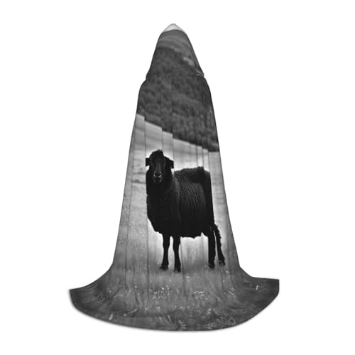 ZHAOLQ Süßes Schaf-Lamm-Druck, Unisex, Kapuzenumhang, Robe, Halloween, Cosplay, Weihnachten, Karneval, tragbares Kostüm von ZHAOLQ