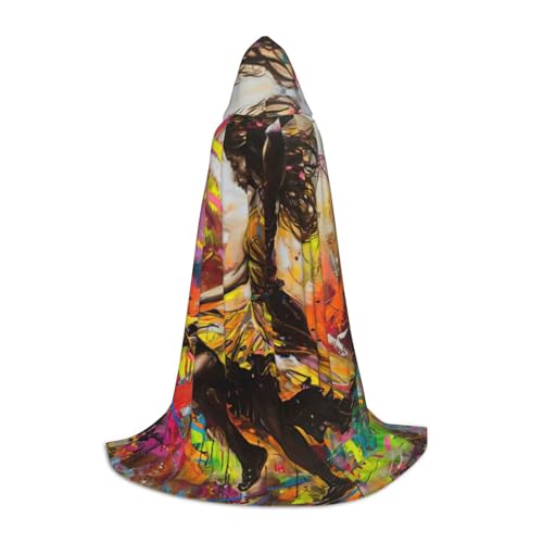 ZHAOLQ Tanzen mit Musikdruck, Unisex, Kapuzenumhang, Robe, Halloween, Cosplay, Weihnachten, Karneval, tragbares Kostüm von ZHAOLQ