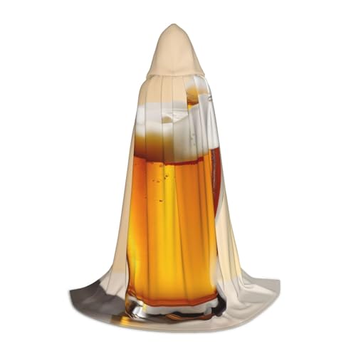 ZHAOLQ Unisex Kapuzenumhang mit Bierschaum-Druck, Halloween, Cosplay, Weihnachten, Karneval, tragbares Kostüm von ZHAOLQ
