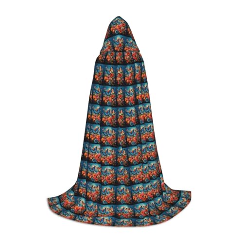 ZHAOLQ Unisex Kapuzenumhang mit Blumen und Schmetterlingen, für Halloween, Cosplay, Weihnachten, Karneval, tragbares Kostüm von ZHAOLQ