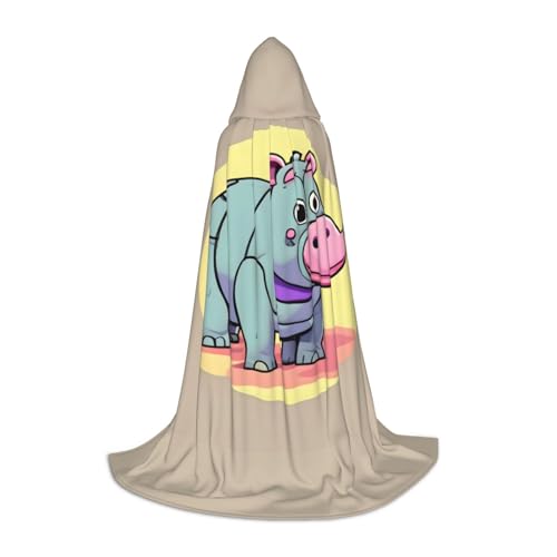 ZHAOLQ Unisex Kapuzenumhang mit Cartoon-Nilpferd-Druck, Halloween, Cosplay, Weihnachten, Karneval, tragbares Kostüm ZHAOLQ Unisex Kapuzenumhang mit Cartoon-Nilpferd-Druck, Halloween, Cosplay, Weihnachten, Karneval, tragbares Kostüm von ZHAOLQ