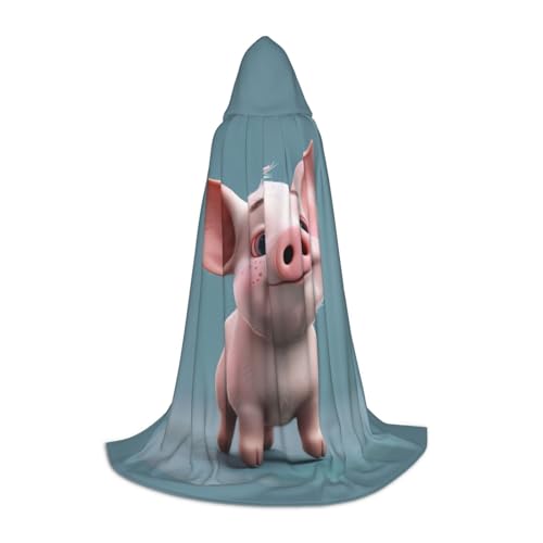 ZHAOLQ Unisex Kapuzenumhang mit Cartoon-Schweine-Druck, Halloween, Cosplay, Weihnachten, Karneval, tragbares Kostüm von ZHAOLQ