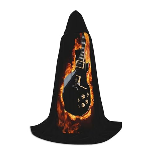 ZHAOLQ Unisex Kapuzenumhang mit E-Gitarren-Aufdruck, Halloween, Cosplay, Weihnachten, Karneval, tragbares Kostüm von ZHAOLQ