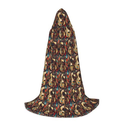 ZHAOLQ Unisex Kapuzenumhang mit Gitarren-Motiv, für Halloween, Cosplay, Weihnachten, Karneval, tragbares Kostüm von ZHAOLQ