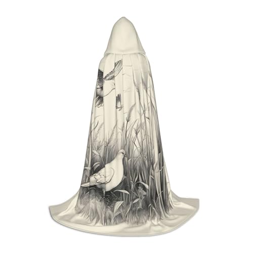 ZHAOLQ Unisex Kapuzenumhang mit Gras- und Tauben-Druck, für Halloween, Cosplay, Weihnachten, Karneval, tragbares Kostüm von ZHAOLQ