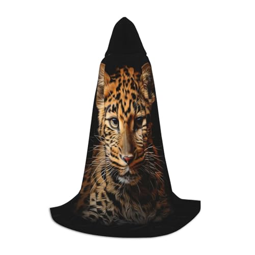 ZHAOLQ Unisex Kapuzenumhang mit Leopardenmuster für Halloween, Cosplay, Weihnachten, Karneval, tragbares Kostüm von ZHAOLQ